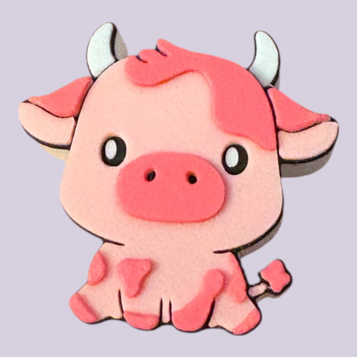 PINK COW 3D STRAW TOPPER